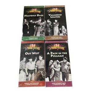 The Three Stooges VHS Collection Heavenly Daze Vagabond Loafers Out West 
Set 4‎